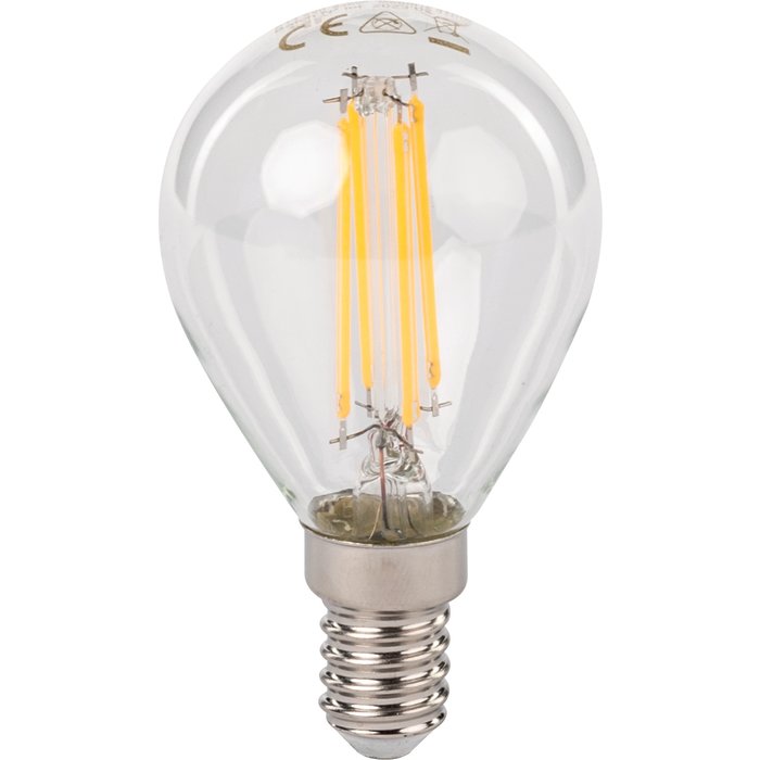 Ampoule LED sphérique à filament - Dhome - E14 - 4,5 W - 470 lm - 3000 K - Claire - Boite