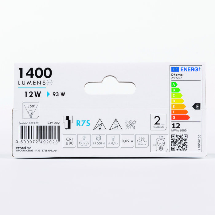 Ampoule LED crayon - Dhome - R7S - 12 W - 1400 lm - 4000 K-5