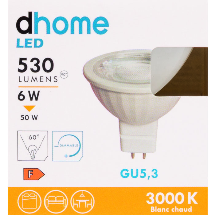 Ampoule LED spot - Dhome - GU5.3 - 6 W - 530 lm - 3000 K - 60° - Dimmable-4