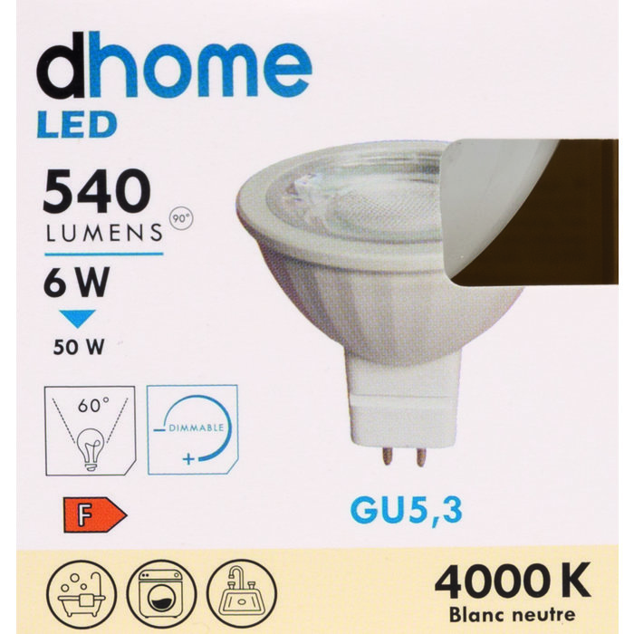 Ampoule LED spot - Dhome - GU5.3 - 6 W - 540 lm - 4000 K - 60° - Dimmable-4