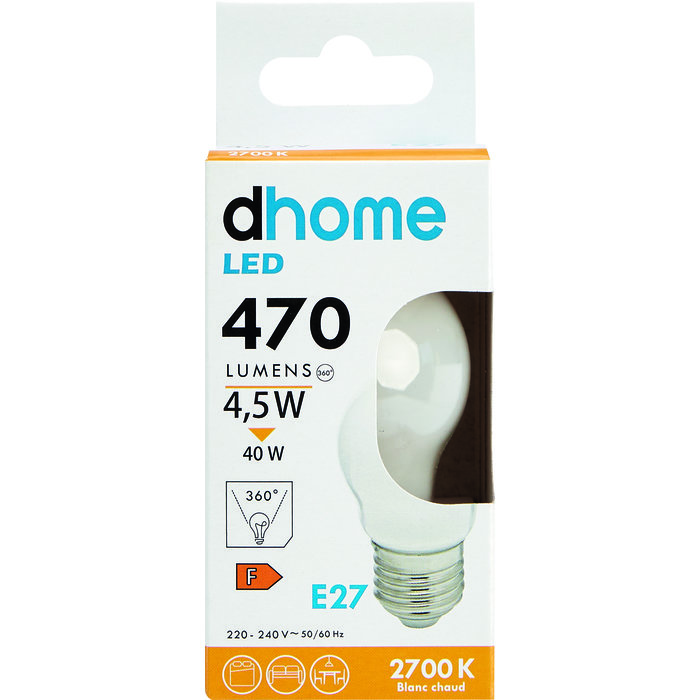 Ampoule LED sphérique à filament - Dhome - E27 - 5 W - 470 lm - 2700 K - Dépolie - Boite-3