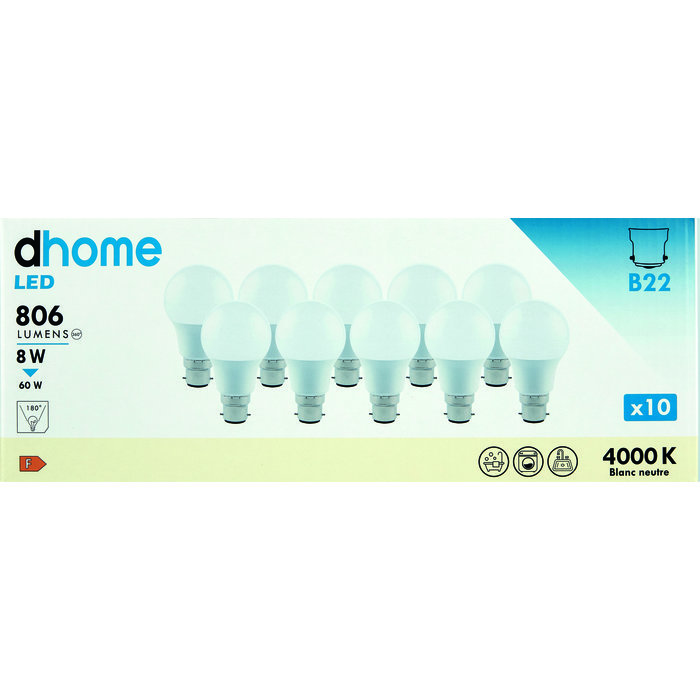 Ampoule LED standard - Dhome - B22 - Vendu par 10 - Boite-4