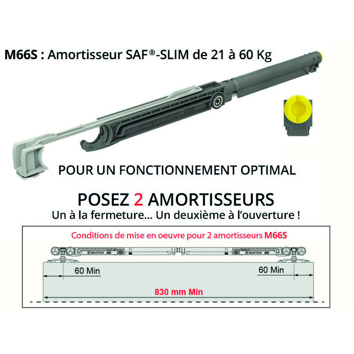 Amortisseur pour porte SAF 21 - 60 kg - Mantion - M66S-2
