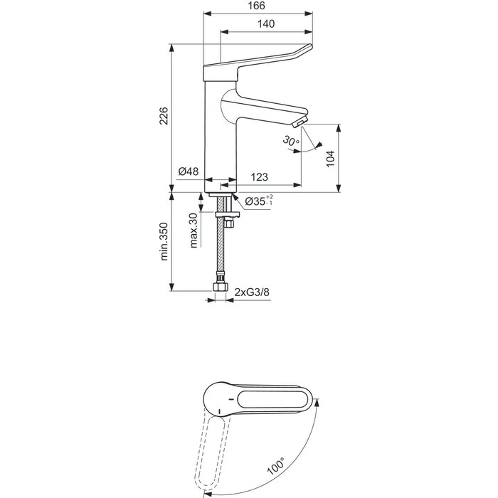 Mitigeur lavabo Okyris pro Porcher - Bec haut - Sans vidage-1