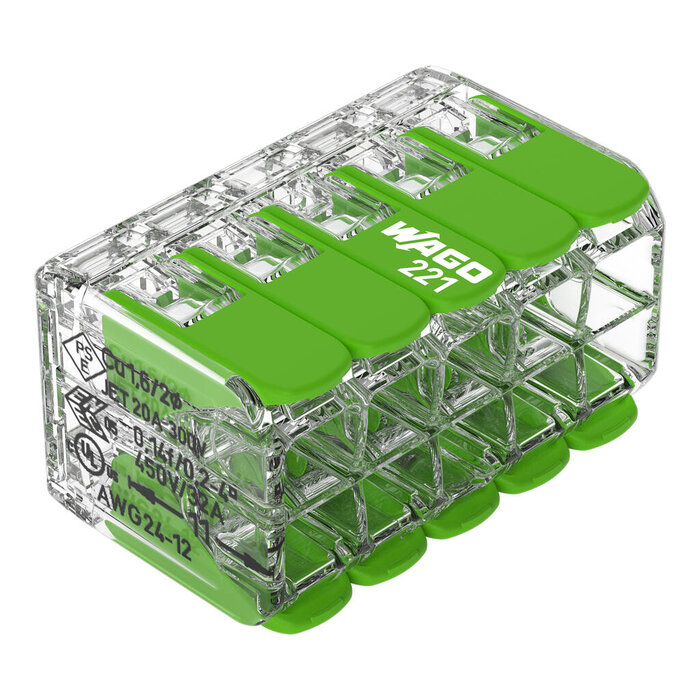 Borne de connexion à leviers – WAGO – Série 221 Green Range – 10 conducteurs – 4 mm²-1