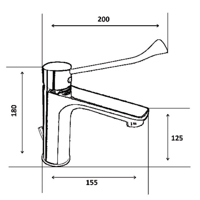Mitigeur lavabo - SIDER - Serenity - 5,5l/min - Avec Vidage - Manette PMR coudée-1
