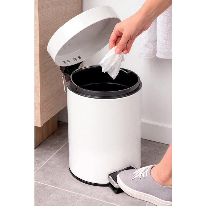 Poubelle à pédale - PROBBAX - Epoxy - Blanc - 3 L -3