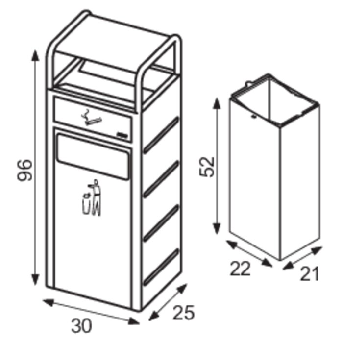 Conteneur avec cendrier - PROBBAX - 24 L -1