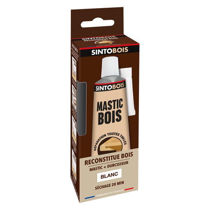 Mastic bois bi-composant – SINTO – Reconstitue parties manquantes – Blanc