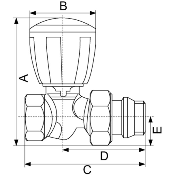 Robinet de radiateur droit à visser - F 3/8" - série fer R422 TG - Giacomini-1