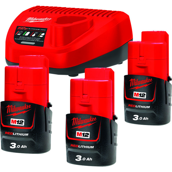 Chargeur + 3 batteries 3.0 AH - Milwaukee - 12 V-1
