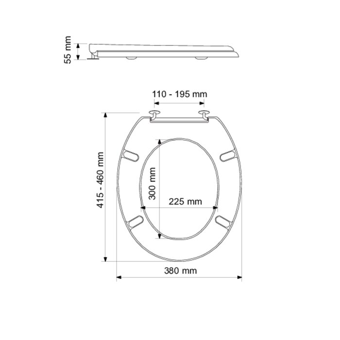 Abattant WC - Terra 400 - SIDER - Double - Entraxe 11 - 19,5 cm-1