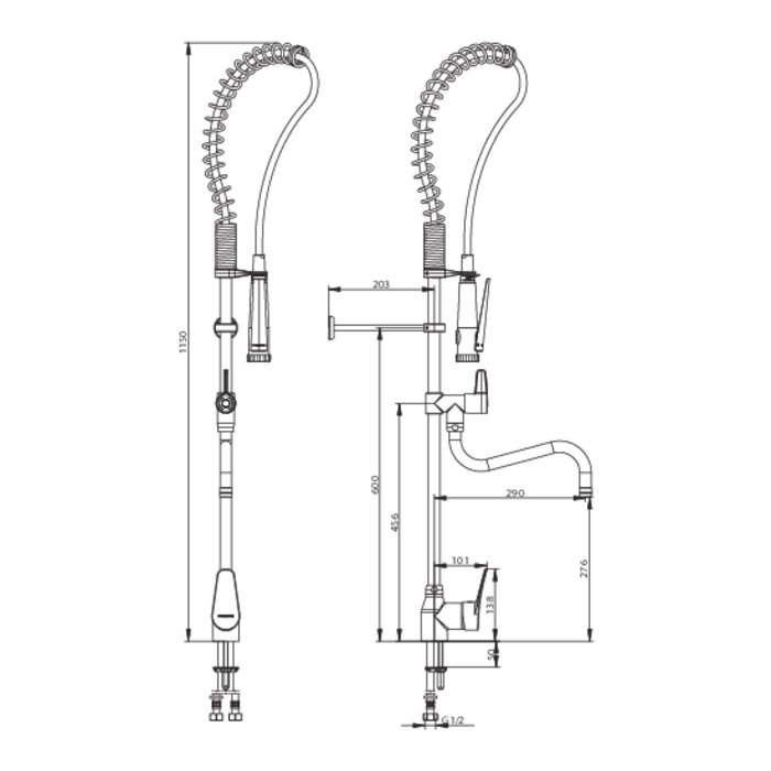 Colonne mélangeur monotrou - Presto Chef - PRESTO - Avec douchette et bec de remplissage - Débit 20 l/min-1