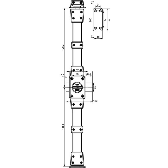Verrou à bouton droite - Zenith - ISEO - Cylindre 45 mm-1