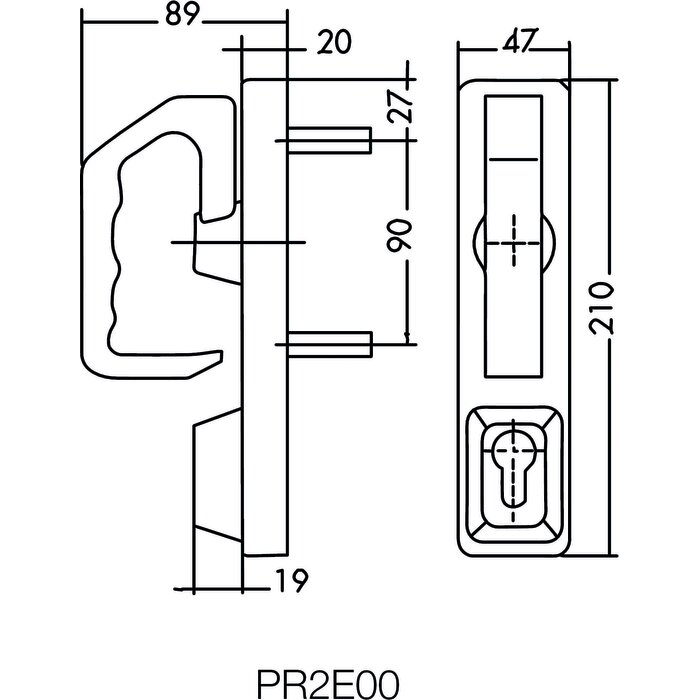 Module extérieur poignée rotative - PR2E - JPM - Pour cylindre profil européen - Aluminium -1