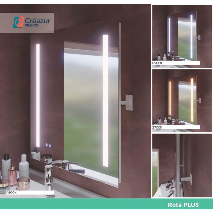 Miroir à Led intégré - Rota Plus - CREAZUR - 70 x 80 cm-3