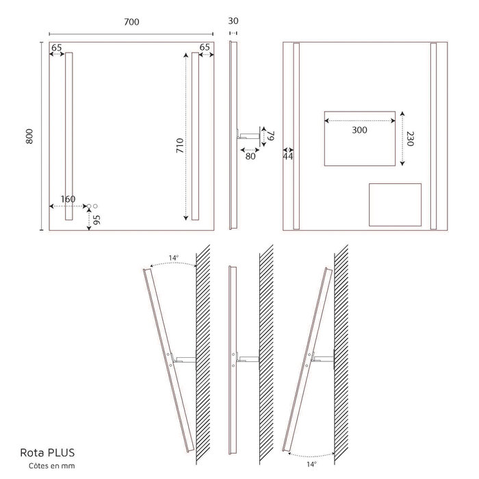 Miroir à Led intégré - Rota Plus - CREAZUR - 70 x 80 cm-1