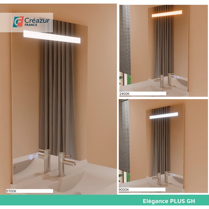 Miroir LED – CREAZUR – Élégance PLUS GH – Anti-buée – IP44 – Éclairage horizontal-3