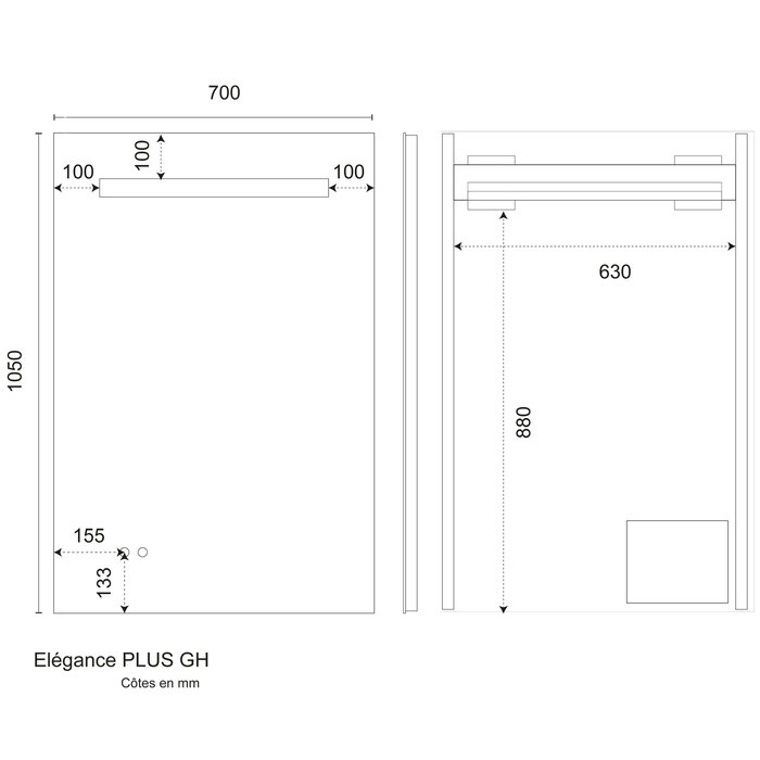Miroir LED – CREAZUR – Élégance PLUS GH – Anti-buée – IP44 – Éclairage horizontal-1