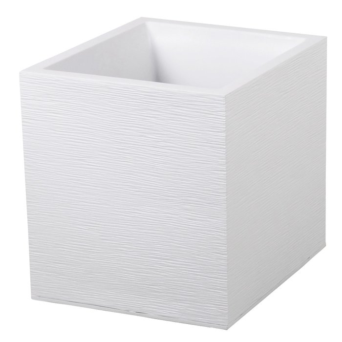 Pot plastique carré Graphit Eda - 31 l - Blanc cérusé-1