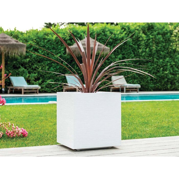 Pot plastique carré Graphit Eda - 31 l - Blanc cérusé-3
