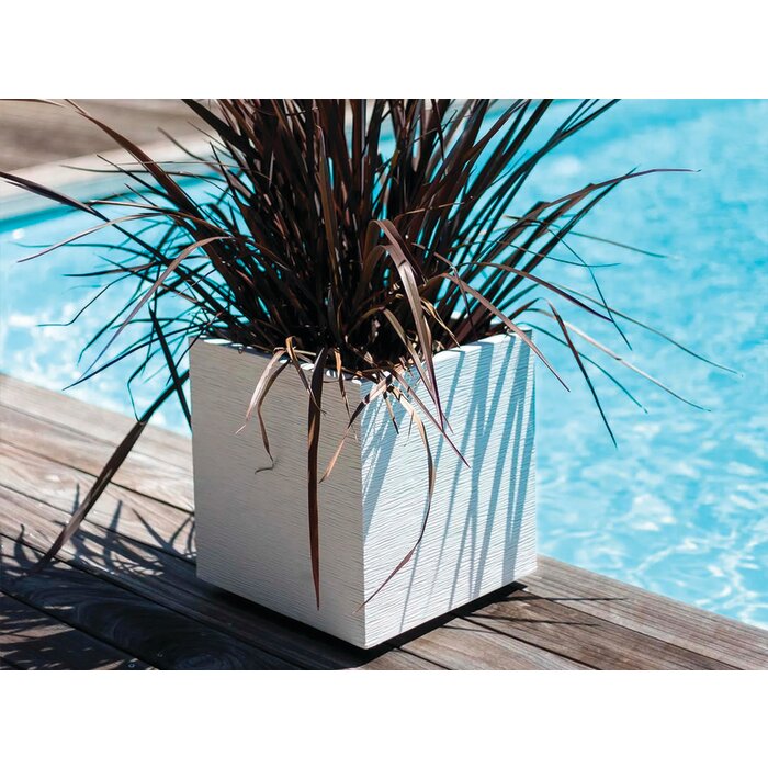 Pot plastique carré Graphit Eda - 31 l - Blanc cérusé-4