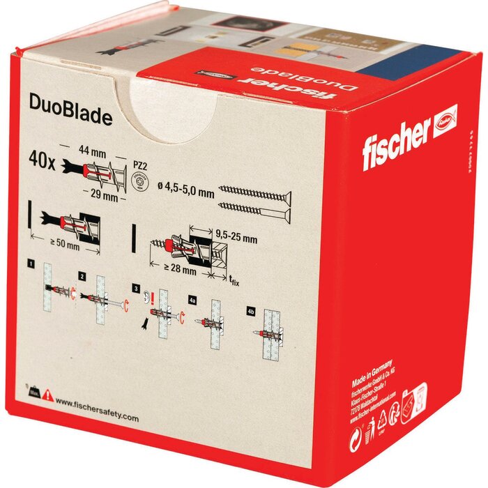 Cheville - DuoBlade - FISCHER - Vendu par 40 - L. 44 mm-3