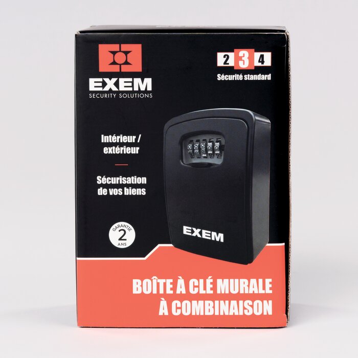 Boîte à clés murale - EXEM - À combinaison mécanique 4 molettes - Grand modèle - Noir-5