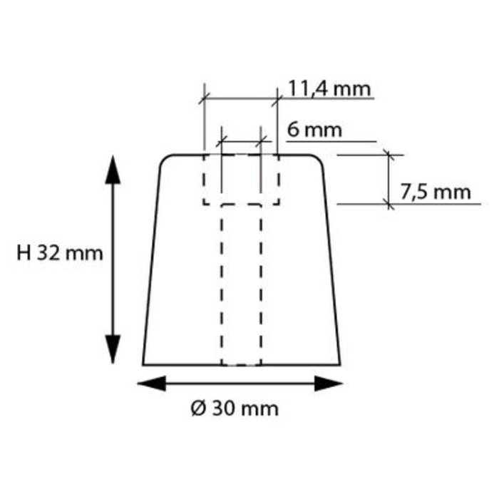 Butoir rond blanc creux - Ø 30 x 32 mm - Civic industrie-1