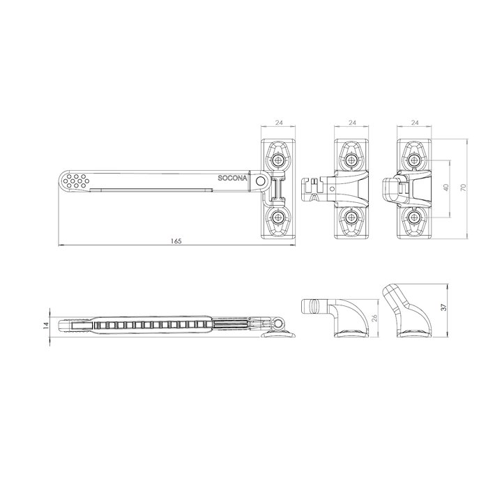 Entrebâilleur en PVC - Stick'air - SOCONA - Longueur 165 mm-1