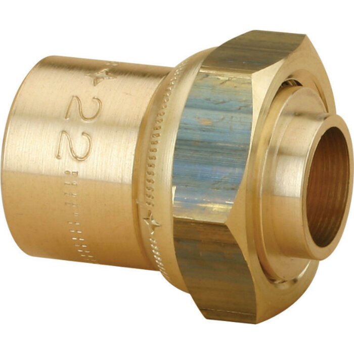 Raccord gaz droit femelle JPG à braser – CHUCHU – 2 pièces – JPG 3/4" – Cu Ø 22-1