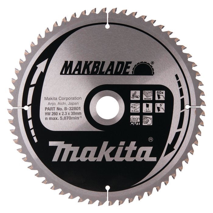 Lame de scie circulaire - Makblade - 260mmx30x60d - Makita-1