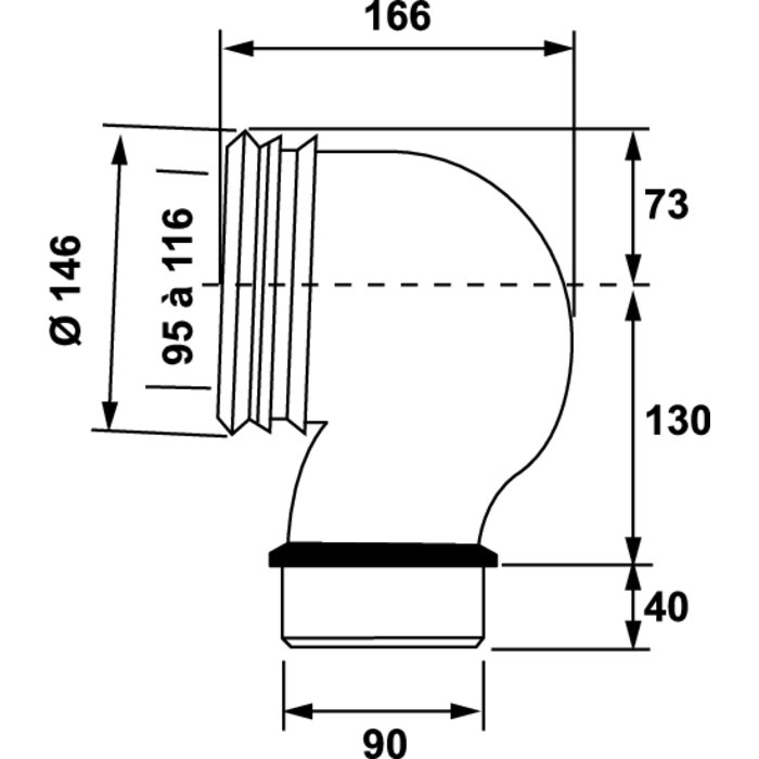 Pipe WC - NICOLL - Sortie verticale - Ø 85 à 107mm-1