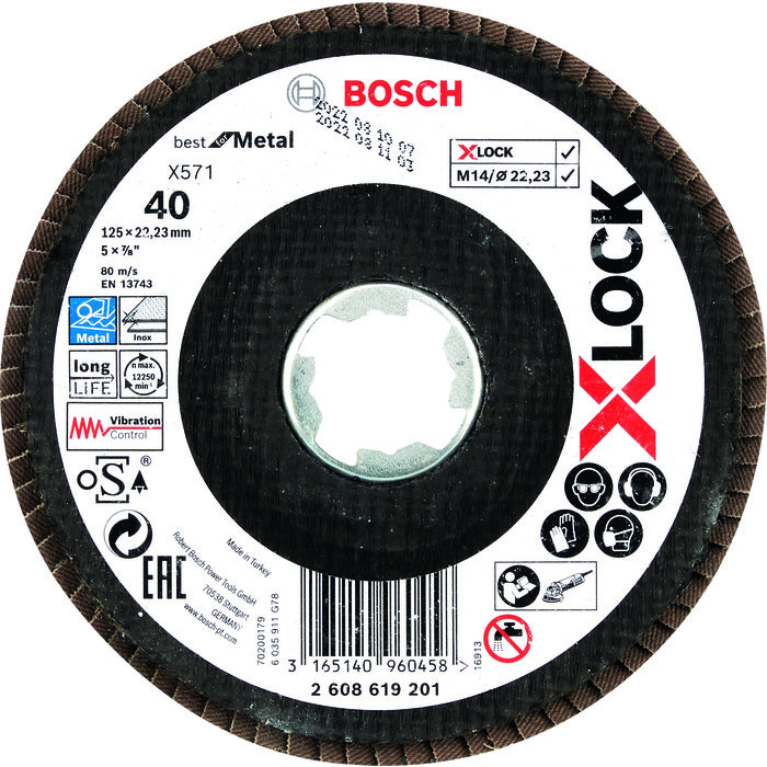 Plateau à lamelles à surface bombée X-Lock Bosch - 125 mm - Grain 40-1