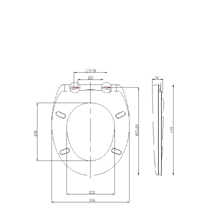 Abattant WC - SIDER - Luna 400 - 100% plastique recyclé - L.439 x l.376 mm -1
