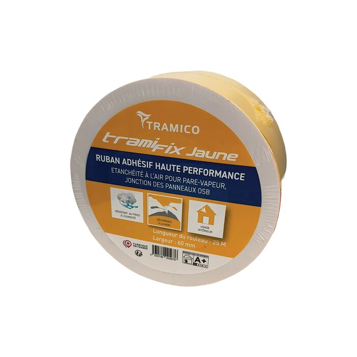 Ruban adhésif - TRAMICO - Tramifix - Jaune - Pour raccord étanche - 40m-2
