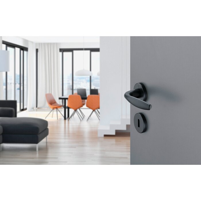 Poignée de porte sur rosace ronde - HOPPE - New York - Noir mat-3