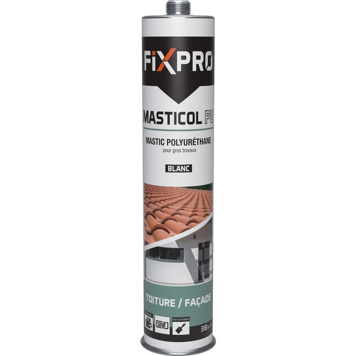 Mastic polyuréthane -  Masticol PU -  Fixpro - Blanc - 310 ml - Lot de 12