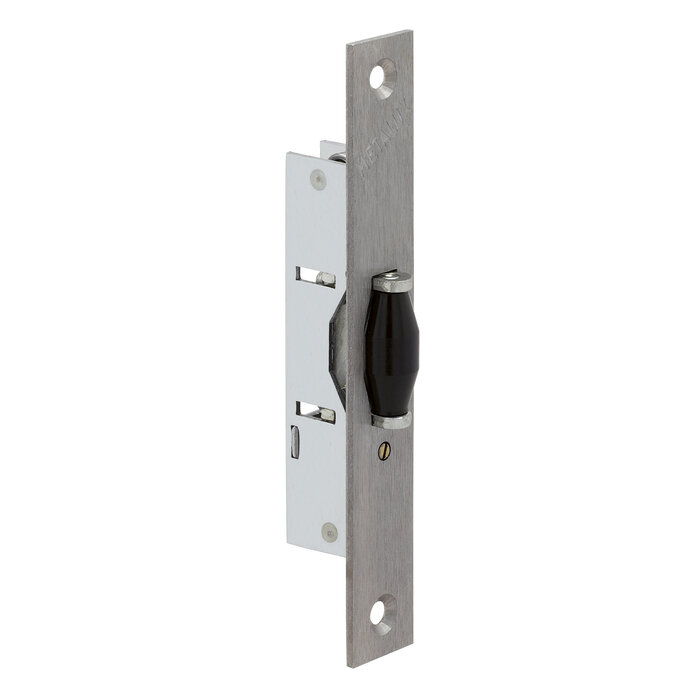 Serrure à larder 1 point – DOM – Metalux 23 – Pêne à rouleau seul réglable – Têtière inox brossé