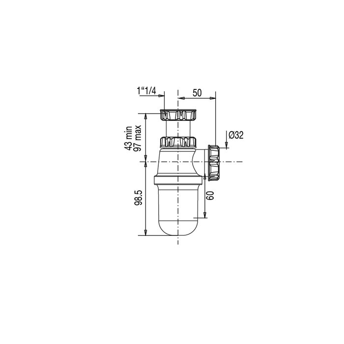 Siphon lavabo réglable – VALENTIN – Design noir-1