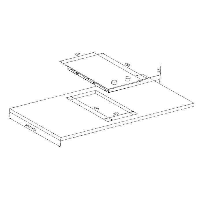 Evier cuisinette et domino de cuisson vitrocéramique - MODERNA -2