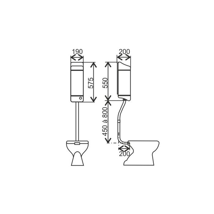 Réservoir WC - Joker 501 - Regiplast - Haut - Tube droit-1