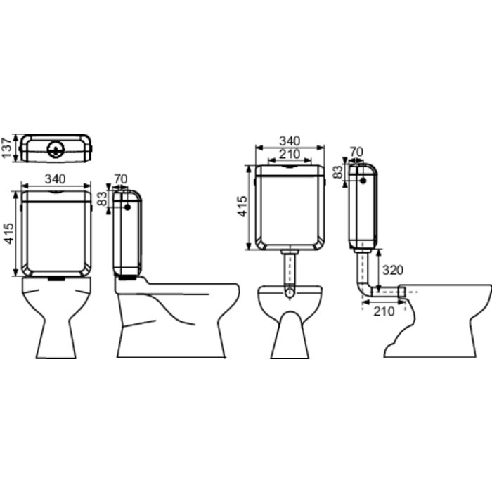 Réservoir WC - Duetto - Regiplast - Bas ou Semi bas-1