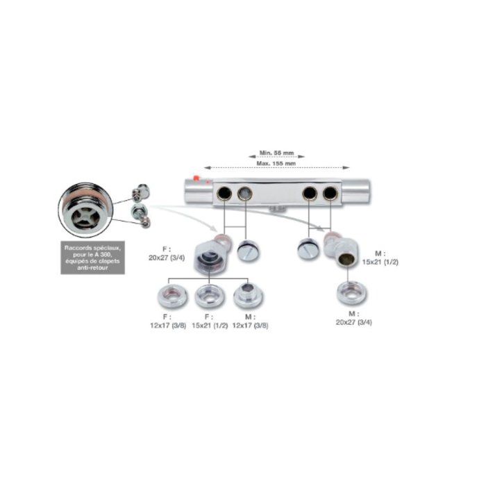 Mitigeur thermostatique douche - Filetage universel - Entraxe réglable -2