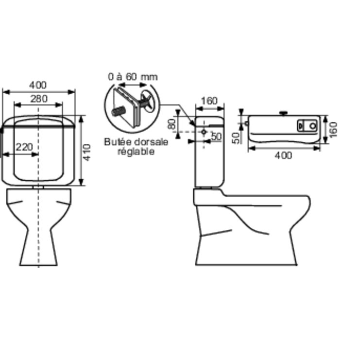 Réservoir WC - BI FLO - Regiplast - Double débit - Bas-1