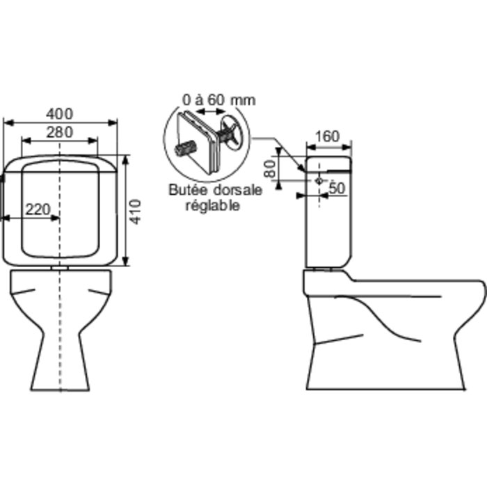 Réservoir WC - REGILUX - Regiplast - Simple débit - Bas-1