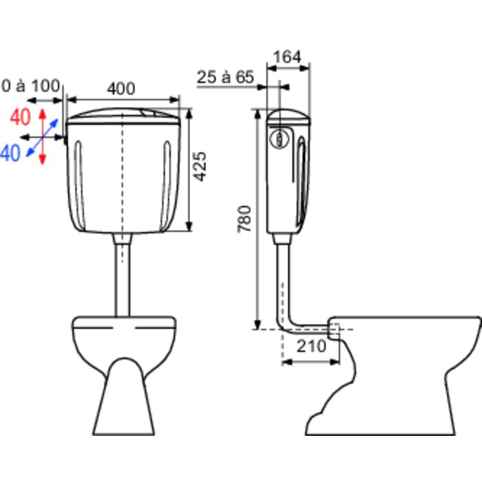 Réservoir WC - REGISTAR - Regiplast - Double débit - Semi-bas-1