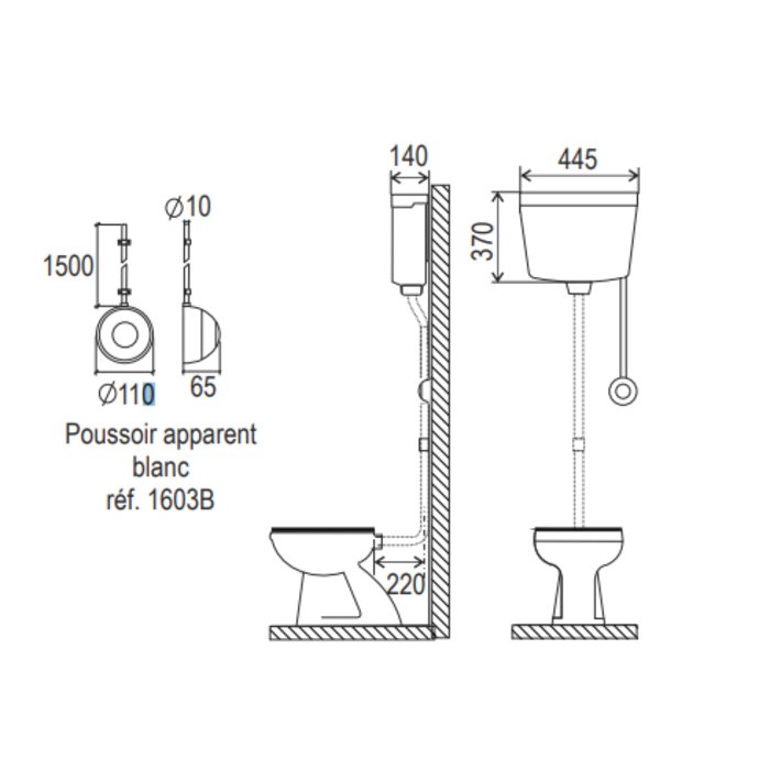 Réservoir WC - EUROPA 301 - Regiplast - Simple débit - Haut - Pneumatique-1