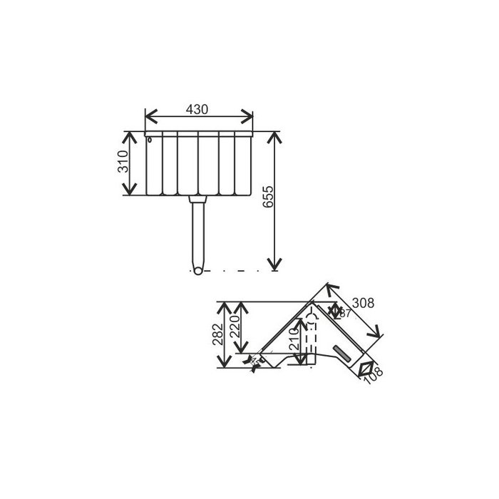 Réservoir WC d'angle - Série 400 - Regiplast - Simple débit - Semi-bas - Interrompable-1
