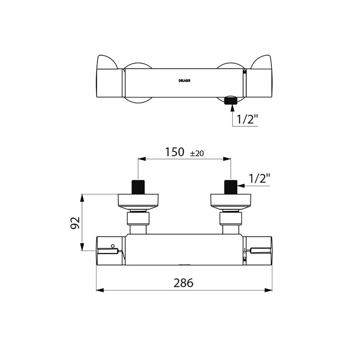 Mitigeur de douche thermostatique - DELABIE -  Sécuritherm - Débit 9l/min - PMR -1